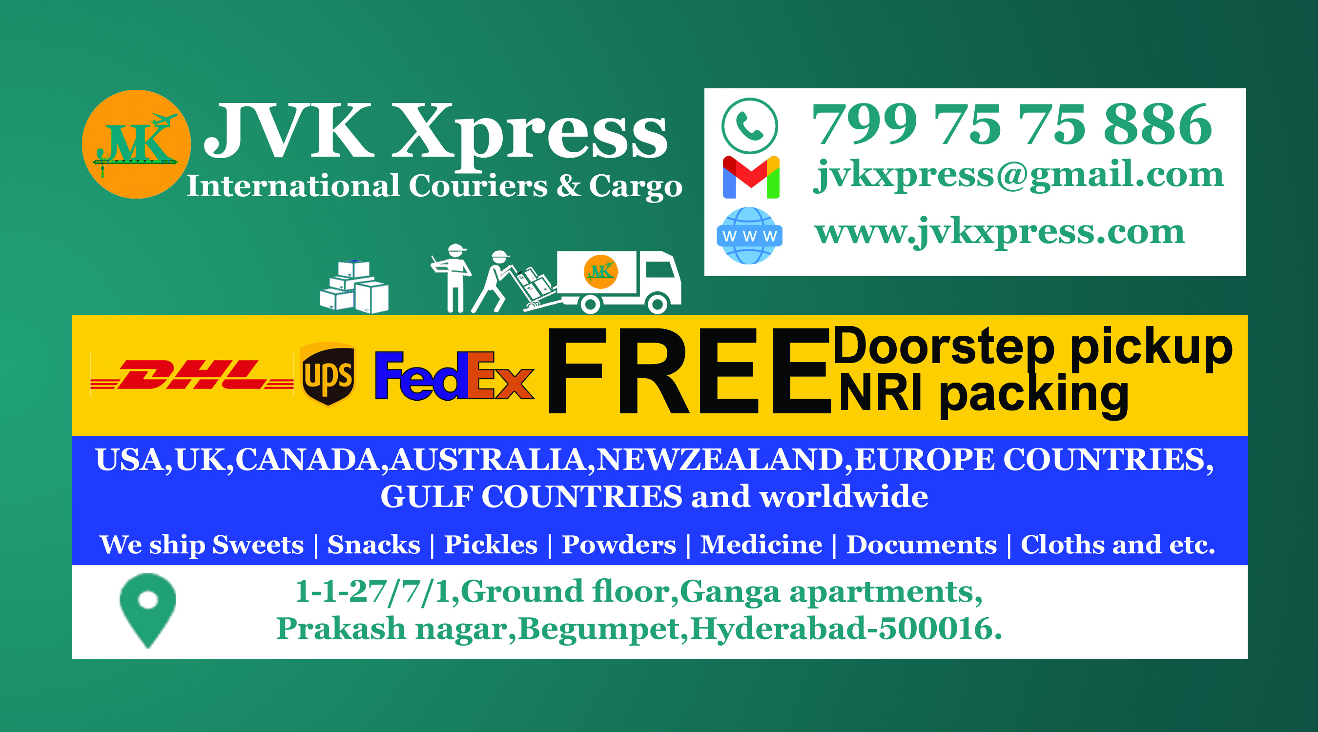 international parcel service in hyderabad